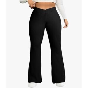 Eytino Plus Size Leggings for Women Elastic High WaistedCrossover Flare Size 5X